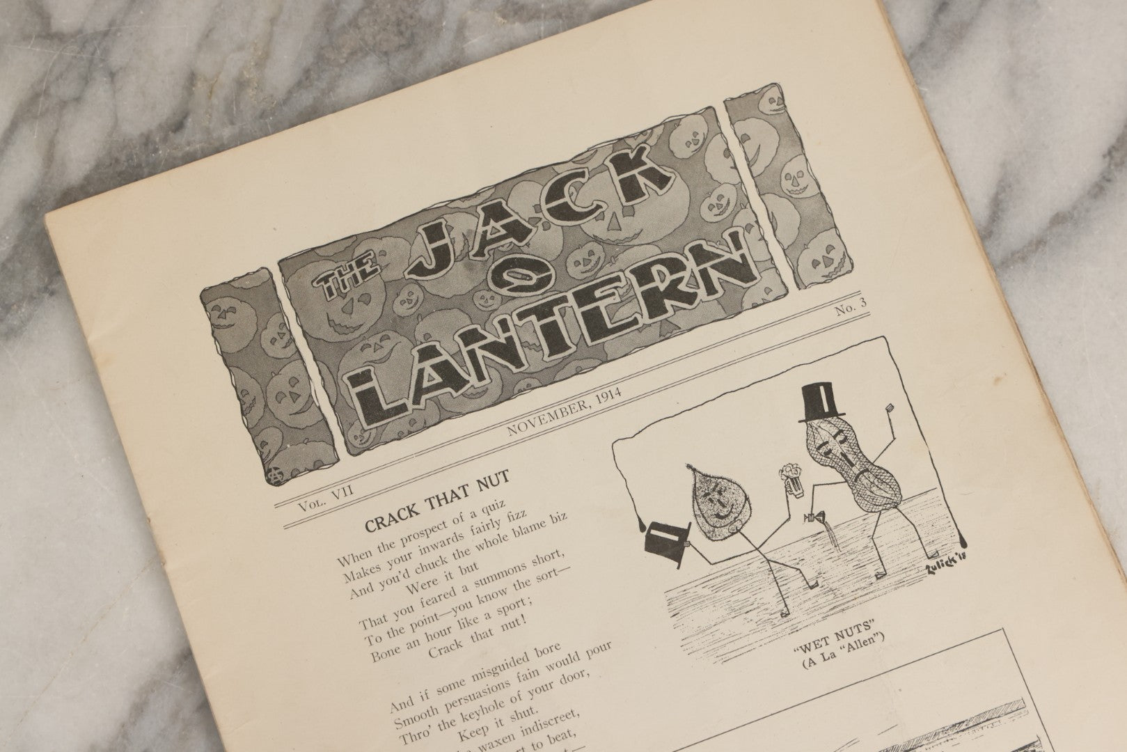 Lot 067 - Antique “The Dartmouth Jack-O-Lantern” Magazine, Volume VII No. 3, November 1914, Student Publication Of Dartmouth College, New Hampshire
