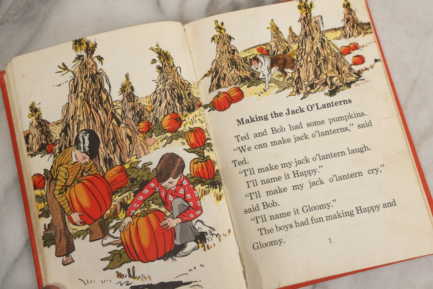 Lot 068 - "Jack O'Lantern Twins" Vintage First Reader Level Halloween Book By Anne M. McCauley, Illustrated By Vera Stone Norman, Published By Lyons And Carnahan, Chicago, 1941