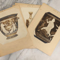 Lot 070 - Antique Set Of Fifteen Plates Of Mounted Museum Photographs Of Greek Pottery With Mythological Decorations, With Handwritten Notes, Including Boston Museum Of Fine Art And Metropolitan Museum Of Art References