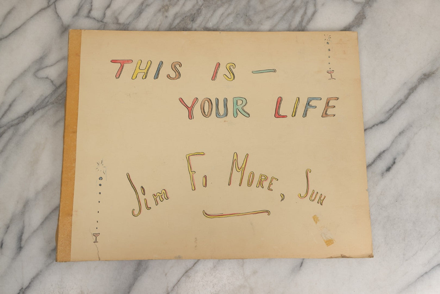 Lot 072 - Vintage Hand-Drawn Illustrated Retirement Book “This Is Your Life Jim More” With Posters, Documents, Party Ephemera, And Photographs, Pennsylvania Power And Light Company, 1955