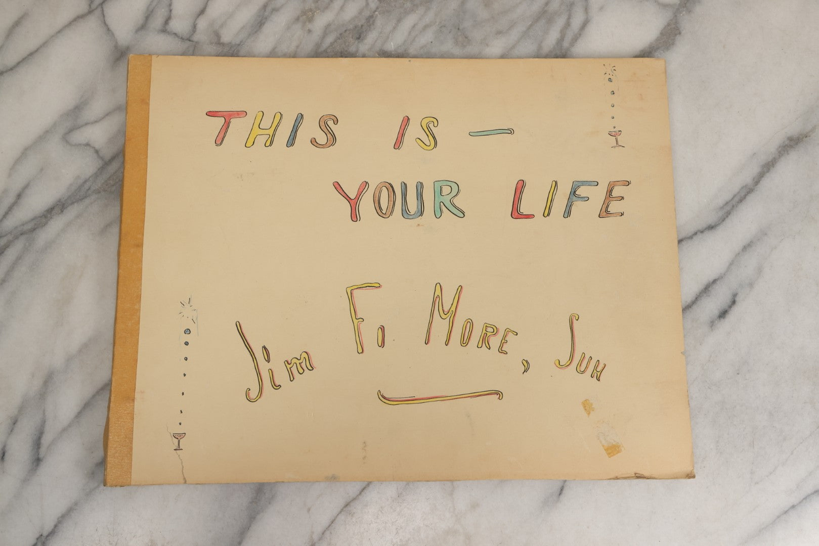 Lot 072 - Vintage Hand-Drawn Illustrated Retirement Book “This Is Your Life Jim More” With Posters, Documents, Party Ephemera, And Photographs, Pennsylvania Power And Light Company, 1955