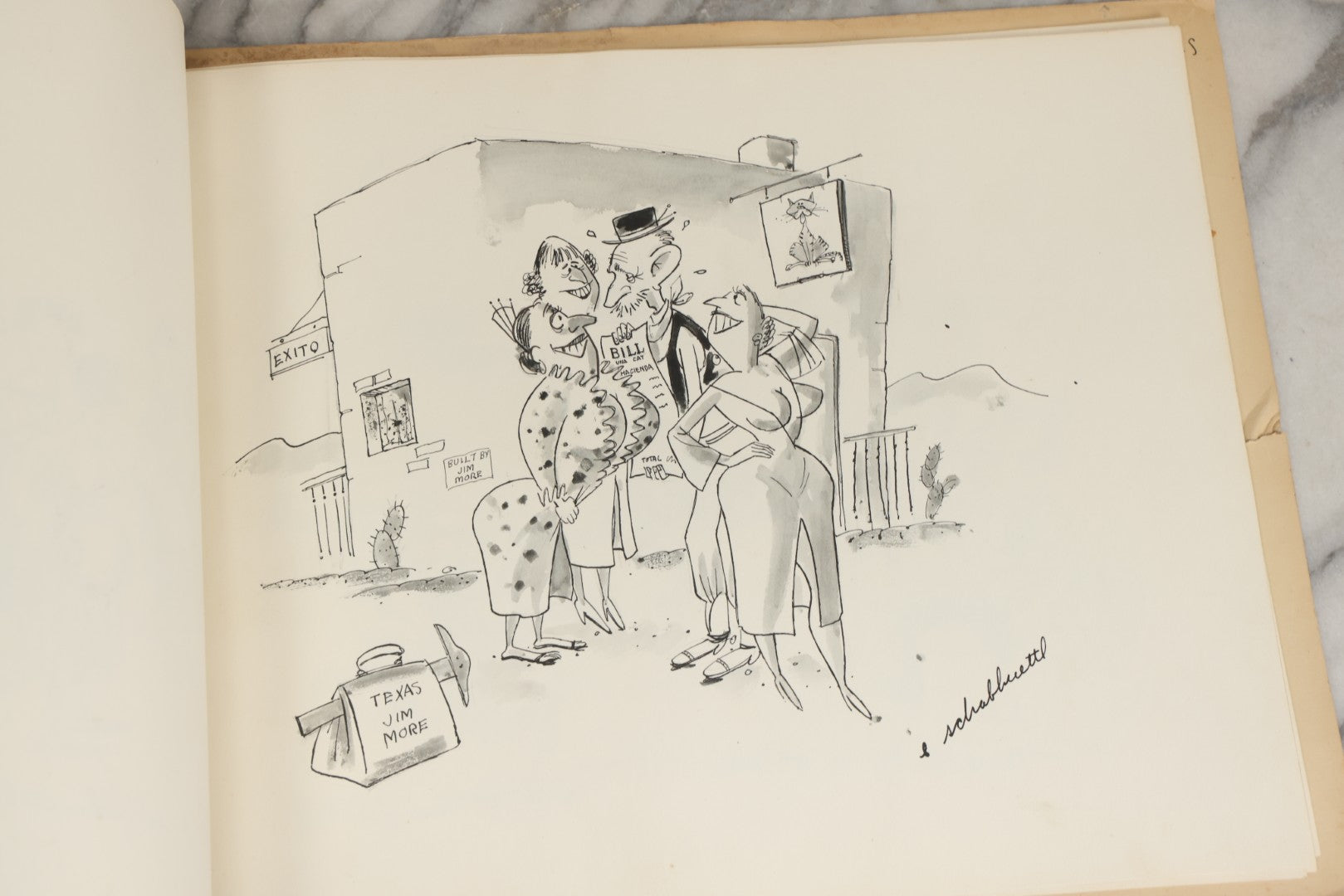 Lot 072 - Vintage Hand-Drawn Illustrated Retirement Book “This Is Your Life Jim More” With Posters, Documents, Party Ephemera, And Photographs, Pennsylvania Power And Light Company, 1955