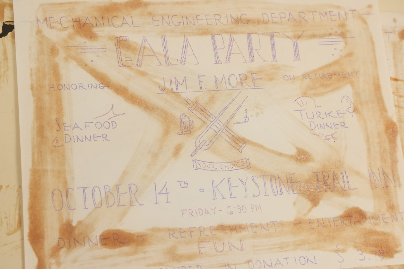 Lot 072 - Vintage Hand-Drawn Illustrated Retirement Book “This Is Your Life Jim More” With Posters, Documents, Party Ephemera, And Photographs, Pennsylvania Power And Light Company, 1955