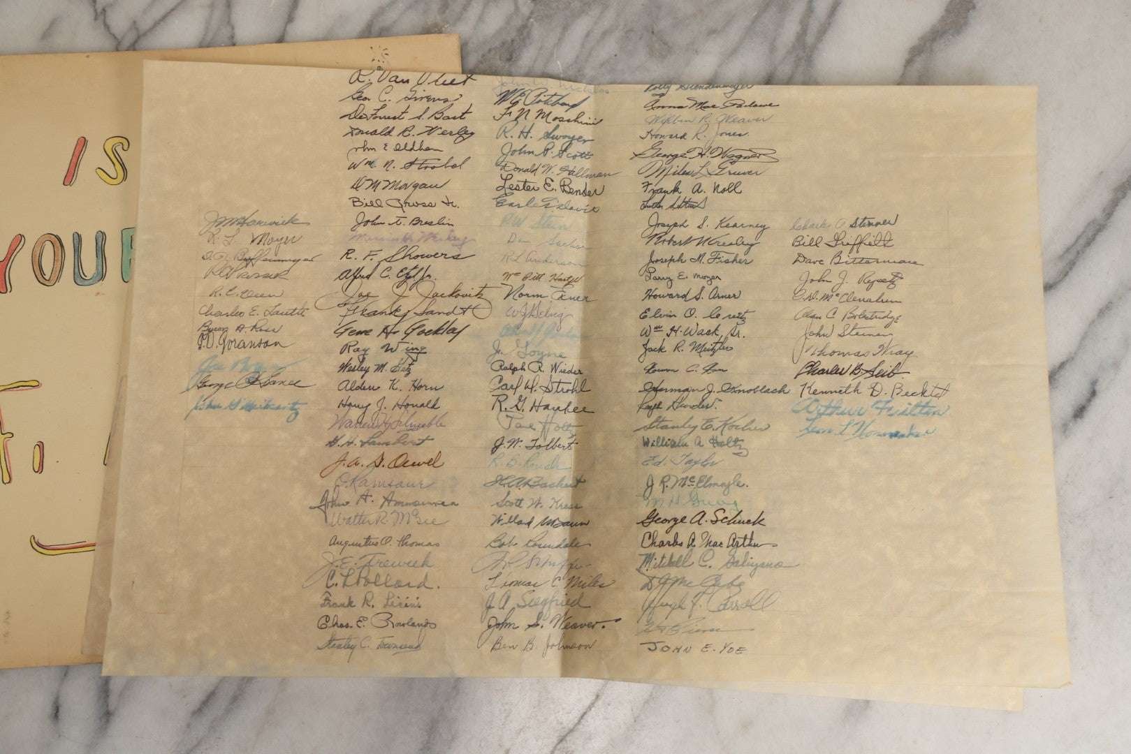 Lot 072 - Vintage Hand-Drawn Illustrated Retirement Book “This Is Your Life Jim More” With Posters, Documents, Party Ephemera, And Photographs, Pennsylvania Power And Light Company, 1955