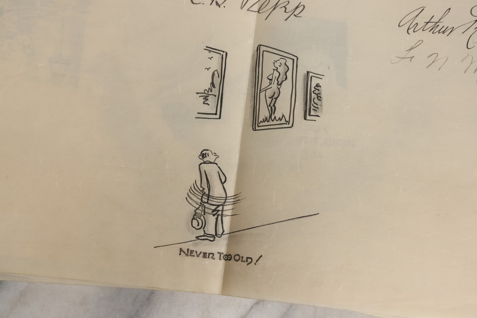 Lot 072 - Vintage Hand-Drawn Illustrated Retirement Book “This Is Your Life Jim More” With Posters, Documents, Party Ephemera, And Photographs, Pennsylvania Power And Light Company, 1955