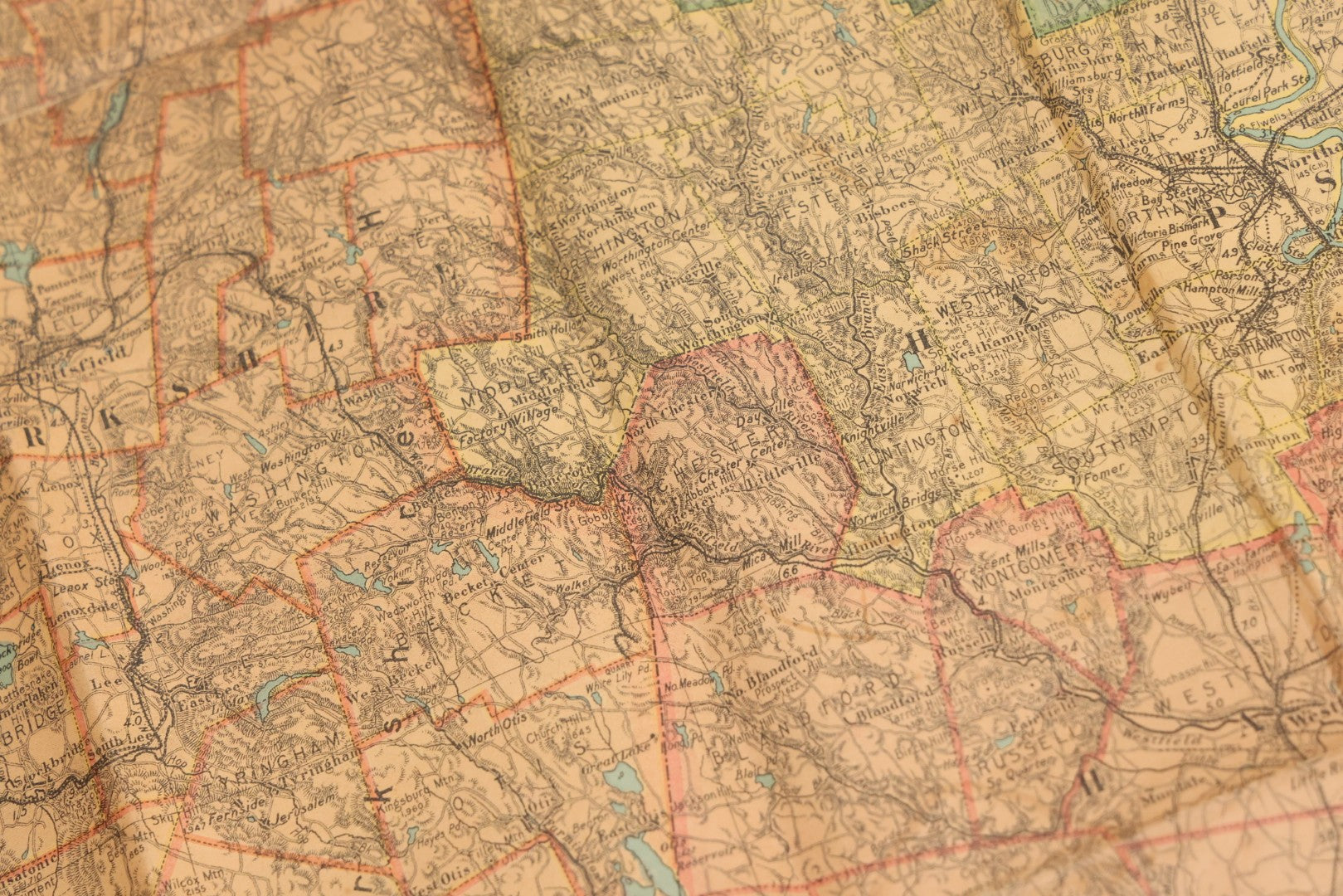 Lot 075 - Antique Scarborough's Topographic Map Of Massachusetts, Chromolithograph With Statistical Panels, Paper On Linen Backing, Scarborough Company, Boston, Massachusetts, 1903, 58" x 39-1/2"
