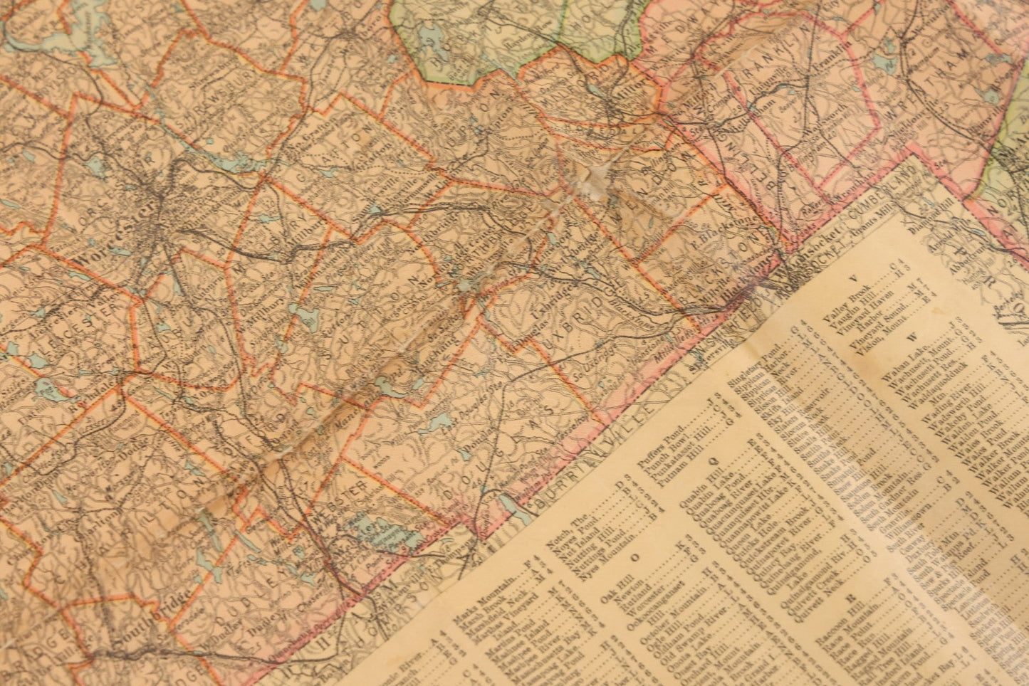 Lot 075 - Antique Scarborough's Topographic Map Of Massachusetts, Chromolithograph With Statistical Panels, Paper On Linen Backing, Scarborough Company, Boston, Massachusetts, 1903, 58" x 39-1/2"