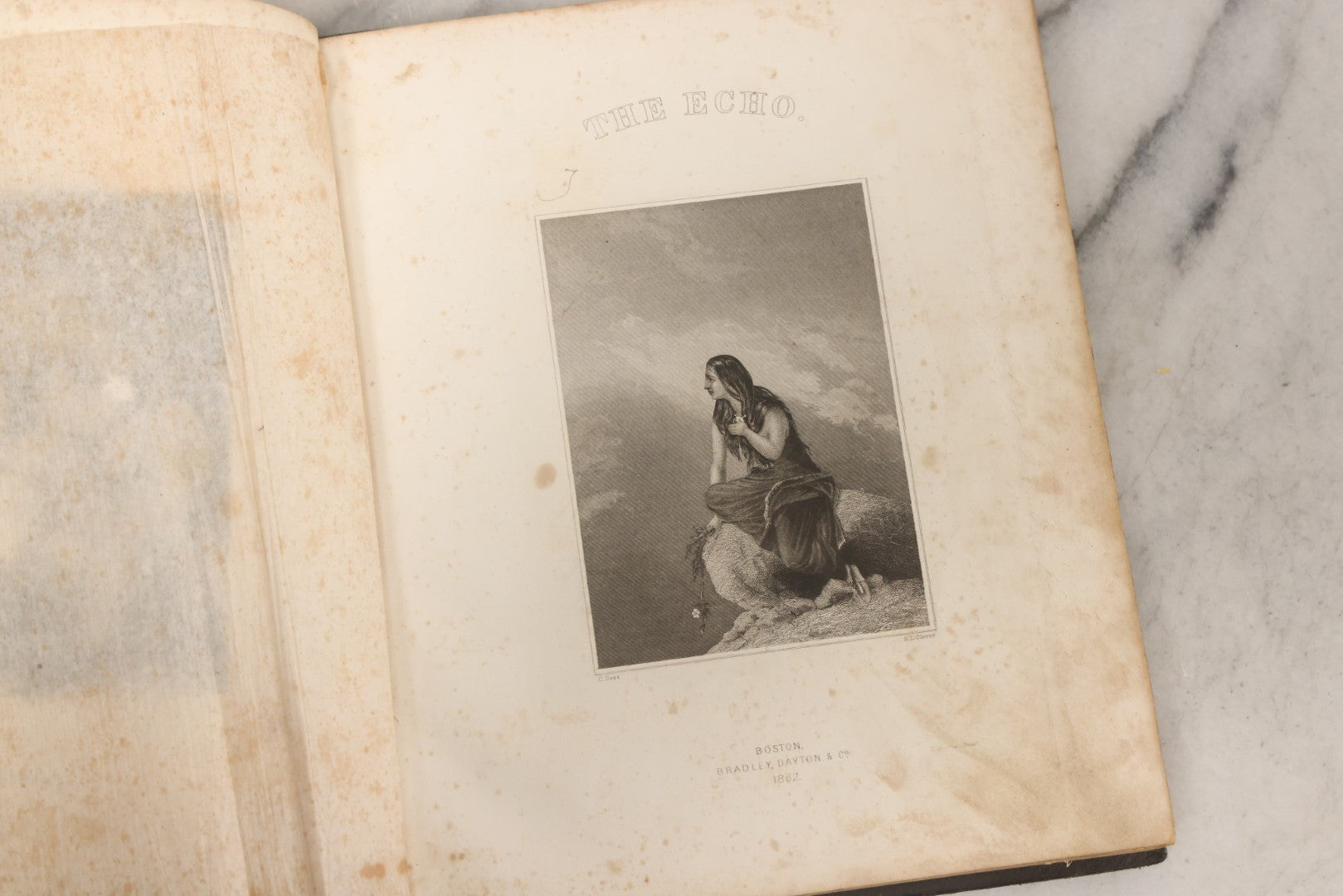 Lot 076 - Antique "An Echo Album" Autograph Book With 30+ Inscriptions, Published By Bradley, Dayton & Co., Boston, 1862, Belonging To Mrs. Henry Rebecca Trask, Circa 1880s