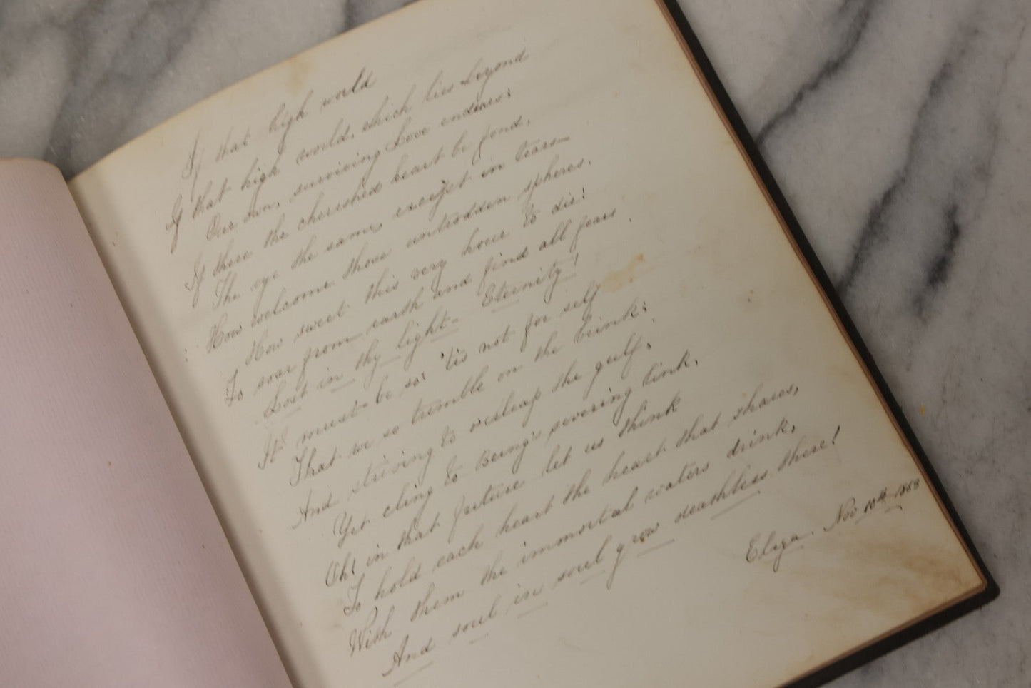 Lot 076 - Antique "An Echo Album" Autograph Book With 30+ Inscriptions, Published By Bradley, Dayton & Co., Boston, 1862, Belonging To Mrs. Henry Rebecca Trask, Circa 1880s