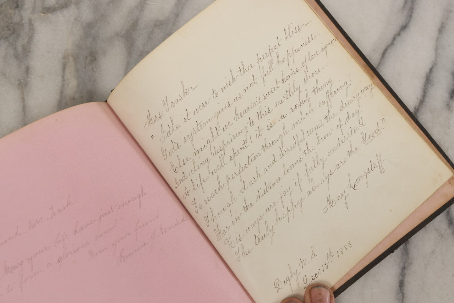 Lot 076 - Antique "An Echo Album" Autograph Book With 30+ Inscriptions, Published By Bradley, Dayton & Co., Boston, 1862, Belonging To Mrs. Henry Rebecca Trask, Circa 1880s