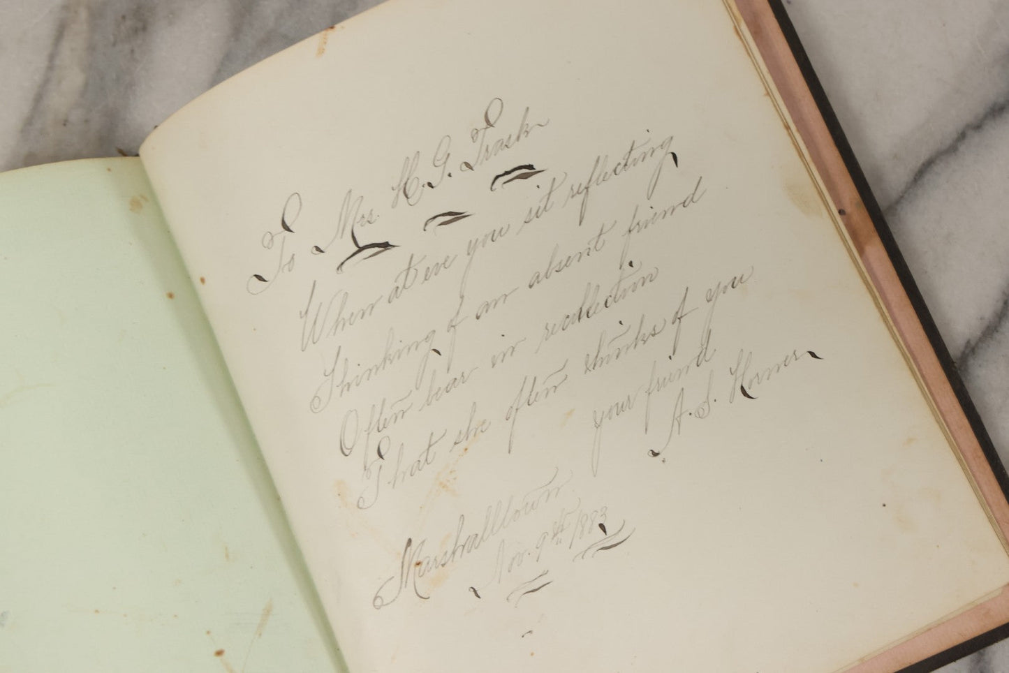 Lot 076 - Antique "An Echo Album" Autograph Book With 30+ Inscriptions, Published By Bradley, Dayton & Co., Boston, 1862, Belonging To Mrs. Henry Rebecca Trask, Circa 1880s