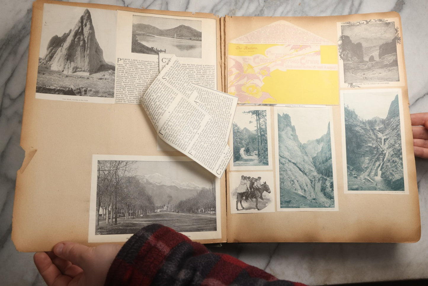 Lot 080 - Antique Light Blue Scrapbook Album With Silver Painted Embossed Decorations, California, San Francisco Chinatown, Oakland, Yosemite Ephemera, Homemade Herbarium With Location Captions Including Yellowstone Park And Utah, Circa 1897