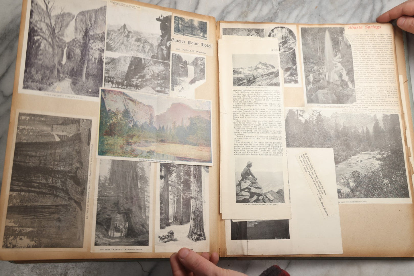 Lot 080 - Antique Light Blue Scrapbook Album With Silver Painted Embossed Decorations, California, San Francisco Chinatown, Oakland, Yosemite Ephemera, Homemade Herbarium With Location Captions Including Yellowstone Park And Utah, Circa 1897