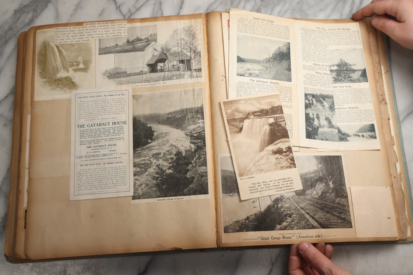 Lot 080 - Antique Light Blue Scrapbook Album With Silver Painted Embossed Decorations, California, San Francisco Chinatown, Oakland, Yosemite Ephemera, Homemade Herbarium With Location Captions Including Yellowstone Park And Utah, Circa 1897