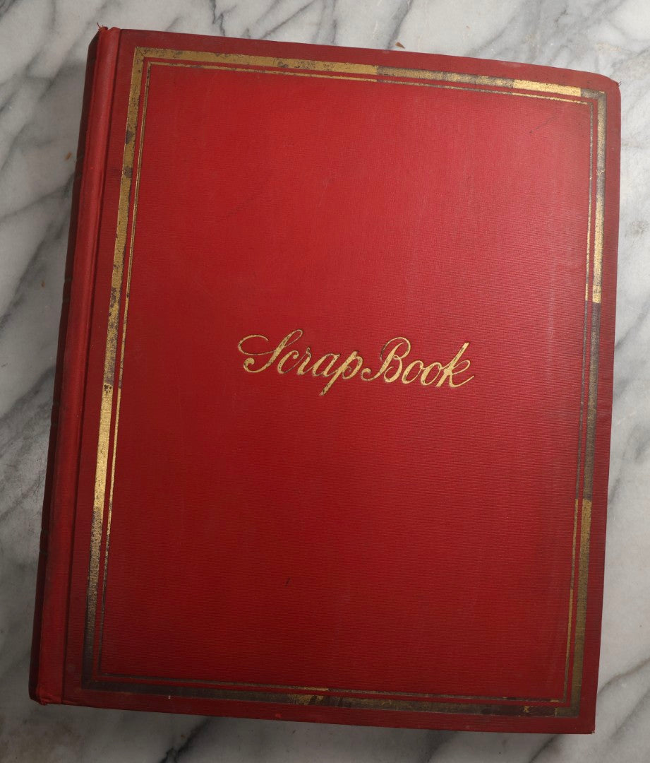 Lot 083 - Antique Red Scrapbook Album With American Colleges, American And Mexico Travel, Caribbean Culture Ephemera, Pressed Flowers Throughout, Circa 1903