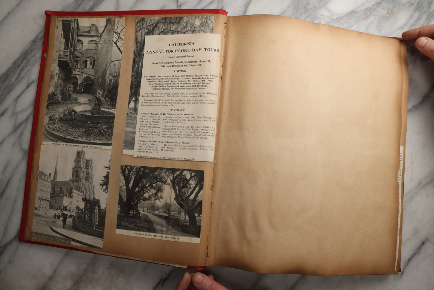 Lot 083 - Antique Red Scrapbook Album With American Colleges, American And Mexico Travel, Caribbean Culture Ephemera, Pressed Flowers Throughout, Circa 1903