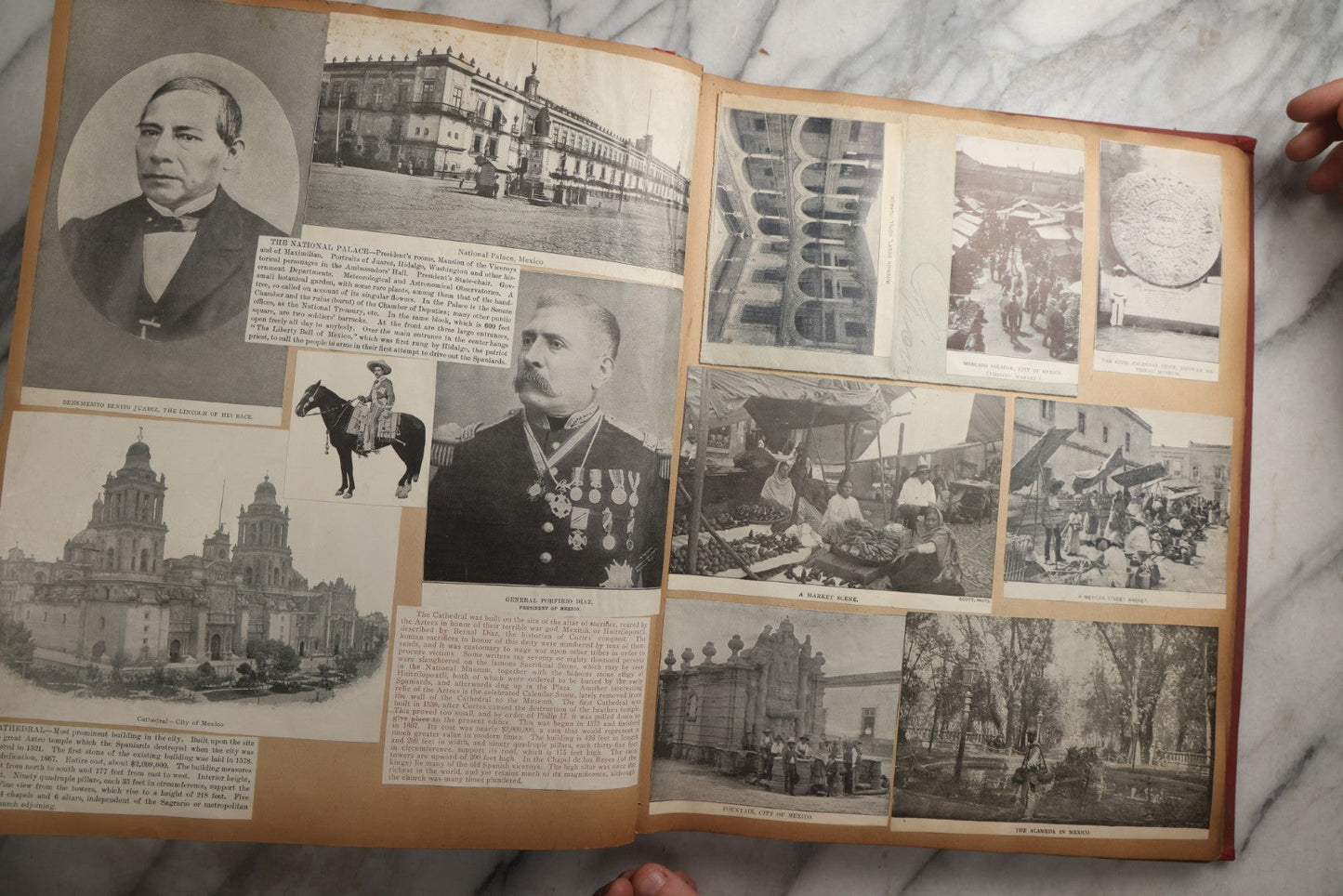 Lot 083 - Antique Red Scrapbook Album With American Colleges, American And Mexico Travel, Caribbean Culture Ephemera, Pressed Flowers Throughout, Circa 1903