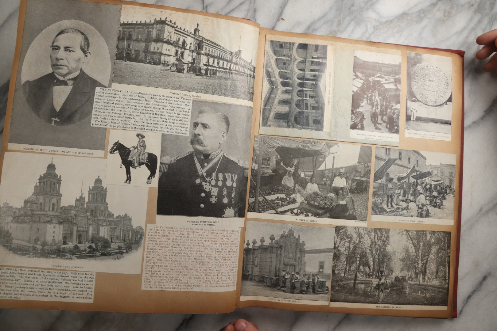 Lot 083 - Antique Red Scrapbook Album With American Colleges, American And Mexico Travel, Caribbean Culture Ephemera, Pressed Flowers Throughout, Circa 1903