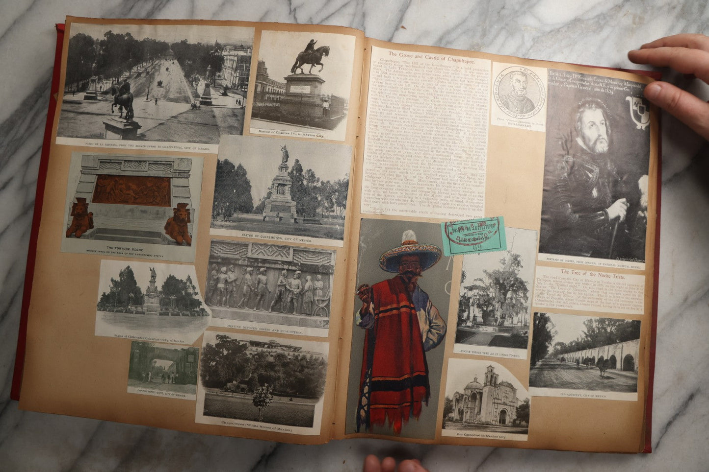 Lot 083 - Antique Red Scrapbook Album With American Colleges, American And Mexico Travel, Caribbean Culture Ephemera, Pressed Flowers Throughout, Circa 1903