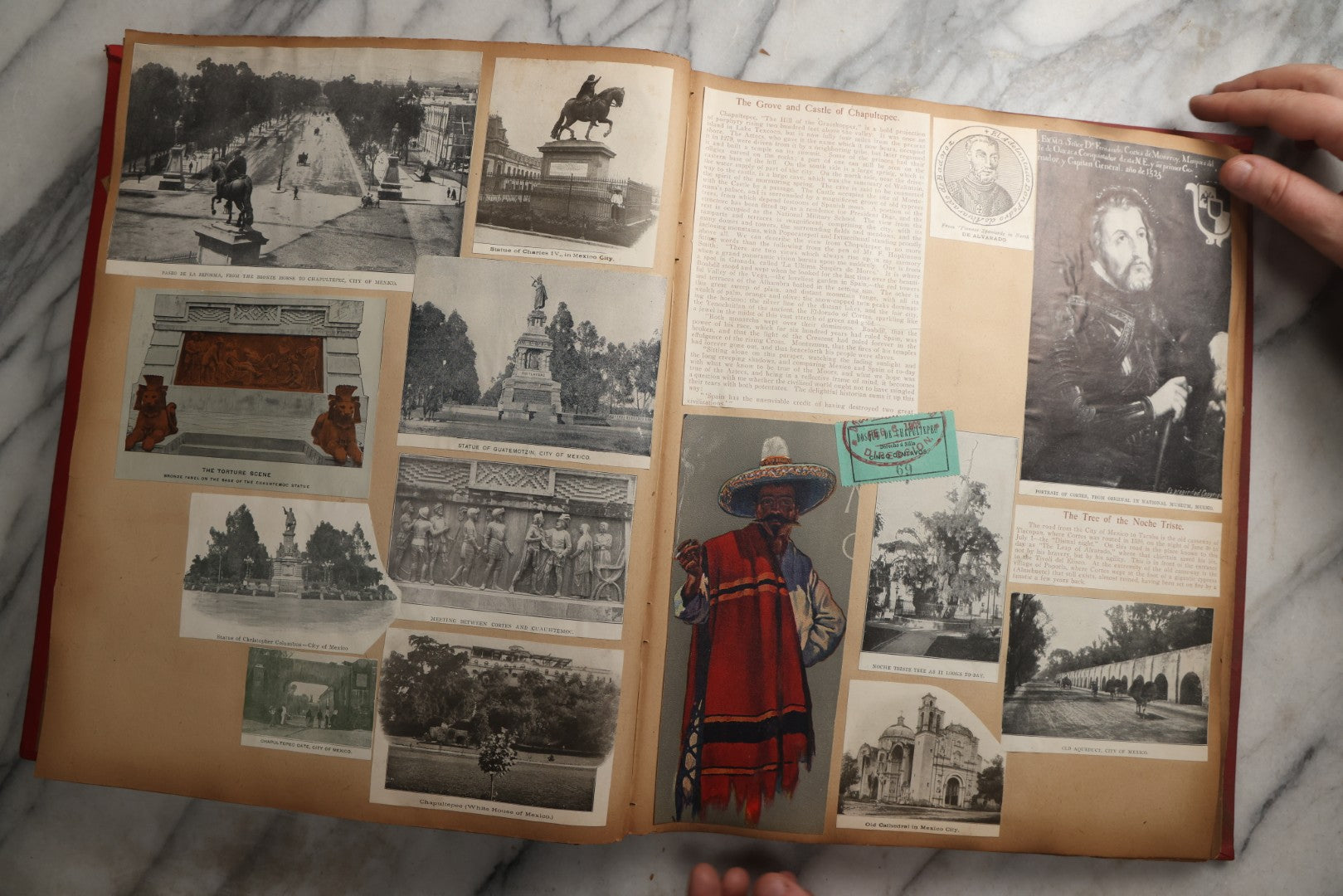Lot 083 - Antique Red Scrapbook Album With American Colleges, American And Mexico Travel, Caribbean Culture Ephemera, Pressed Flowers Throughout, Circa 1903
