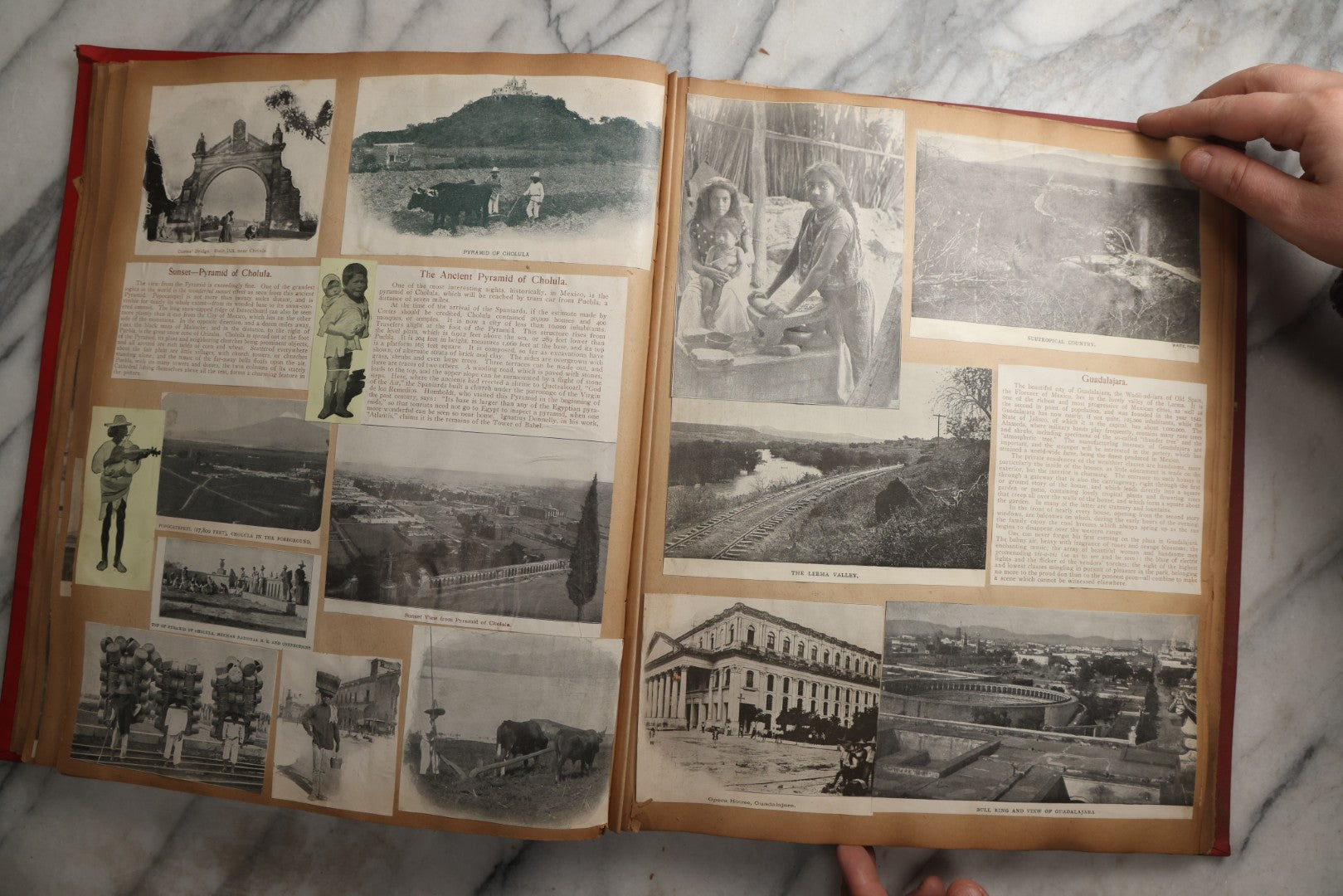 Lot 083 - Antique Red Scrapbook Album With American Colleges, American And Mexico Travel, Caribbean Culture Ephemera, Pressed Flowers Throughout, Circa 1903