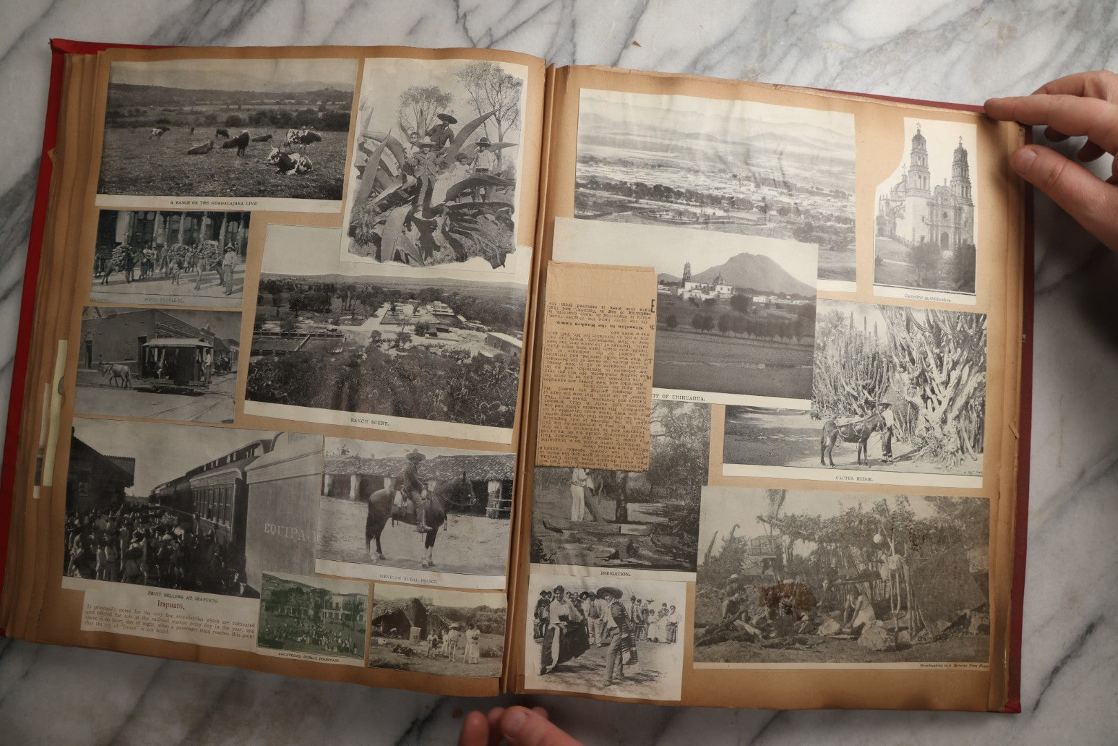 Lot 083 - Antique Red Scrapbook Album With American Colleges, American And Mexico Travel, Caribbean Culture Ephemera, Pressed Flowers Throughout, Circa 1903