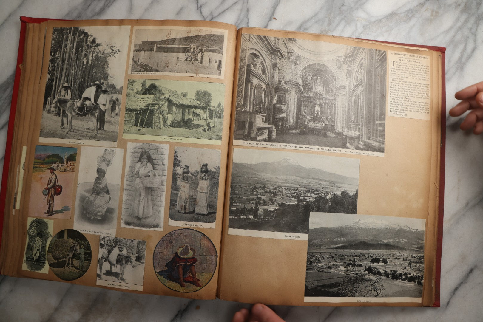 Lot 083 - Antique Red Scrapbook Album With American Colleges, American And Mexico Travel, Caribbean Culture Ephemera, Pressed Flowers Throughout, Circa 1903