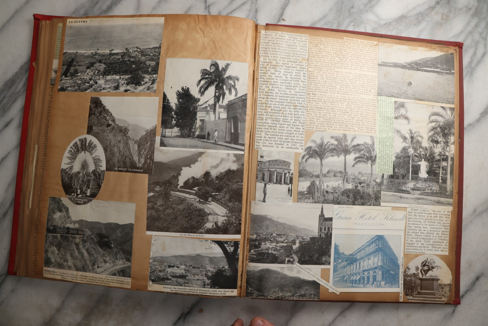 Lot 083 - Antique Red Scrapbook Album With American Colleges, American And Mexico Travel, Caribbean Culture Ephemera, Pressed Flowers Throughout, Circa 1903