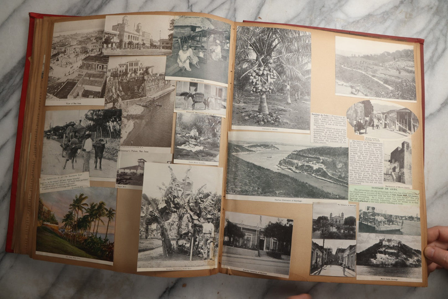 Lot 083 - Antique Red Scrapbook Album With American Colleges, American And Mexico Travel, Caribbean Culture Ephemera, Pressed Flowers Throughout, Circa 1903