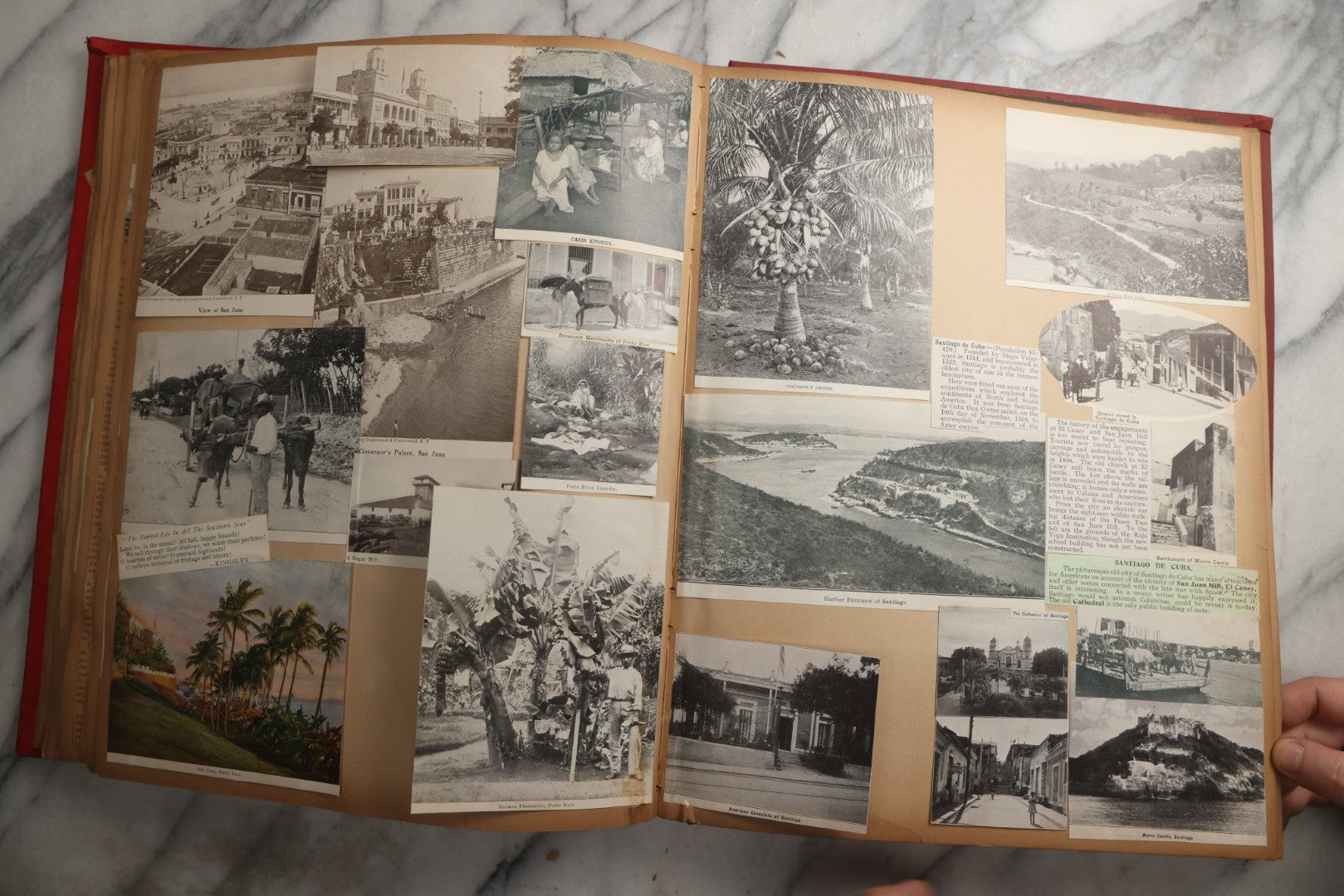 Lot 083 - Antique Red Scrapbook Album With American Colleges, American And Mexico Travel, Caribbean Culture Ephemera, Pressed Flowers Throughout, Circa 1903