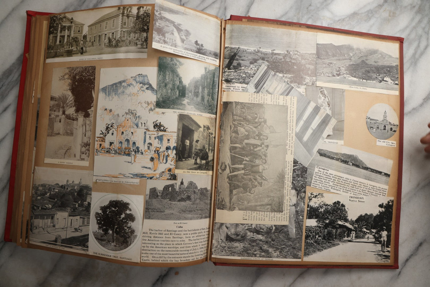 Lot 083 - Antique Red Scrapbook Album With American Colleges, American And Mexico Travel, Caribbean Culture Ephemera, Pressed Flowers Throughout, Circa 1903