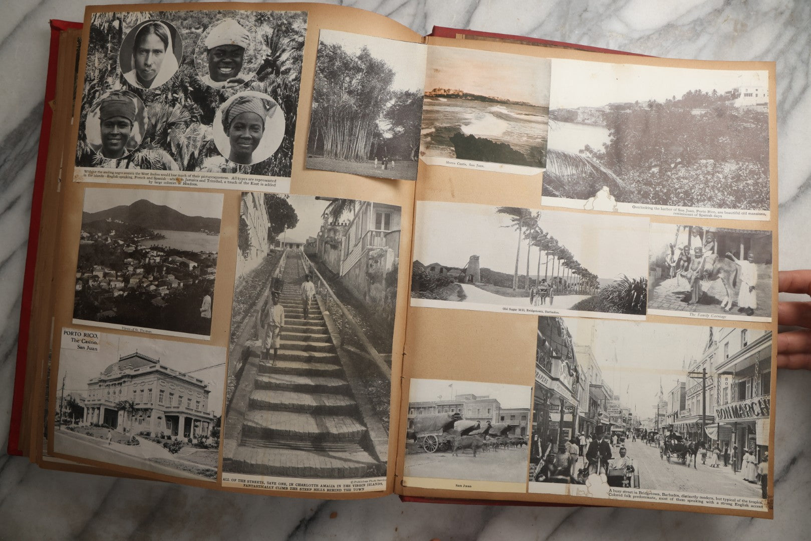 Lot 083 - Antique Red Scrapbook Album With American Colleges, American And Mexico Travel, Caribbean Culture Ephemera, Pressed Flowers Throughout, Circa 1903