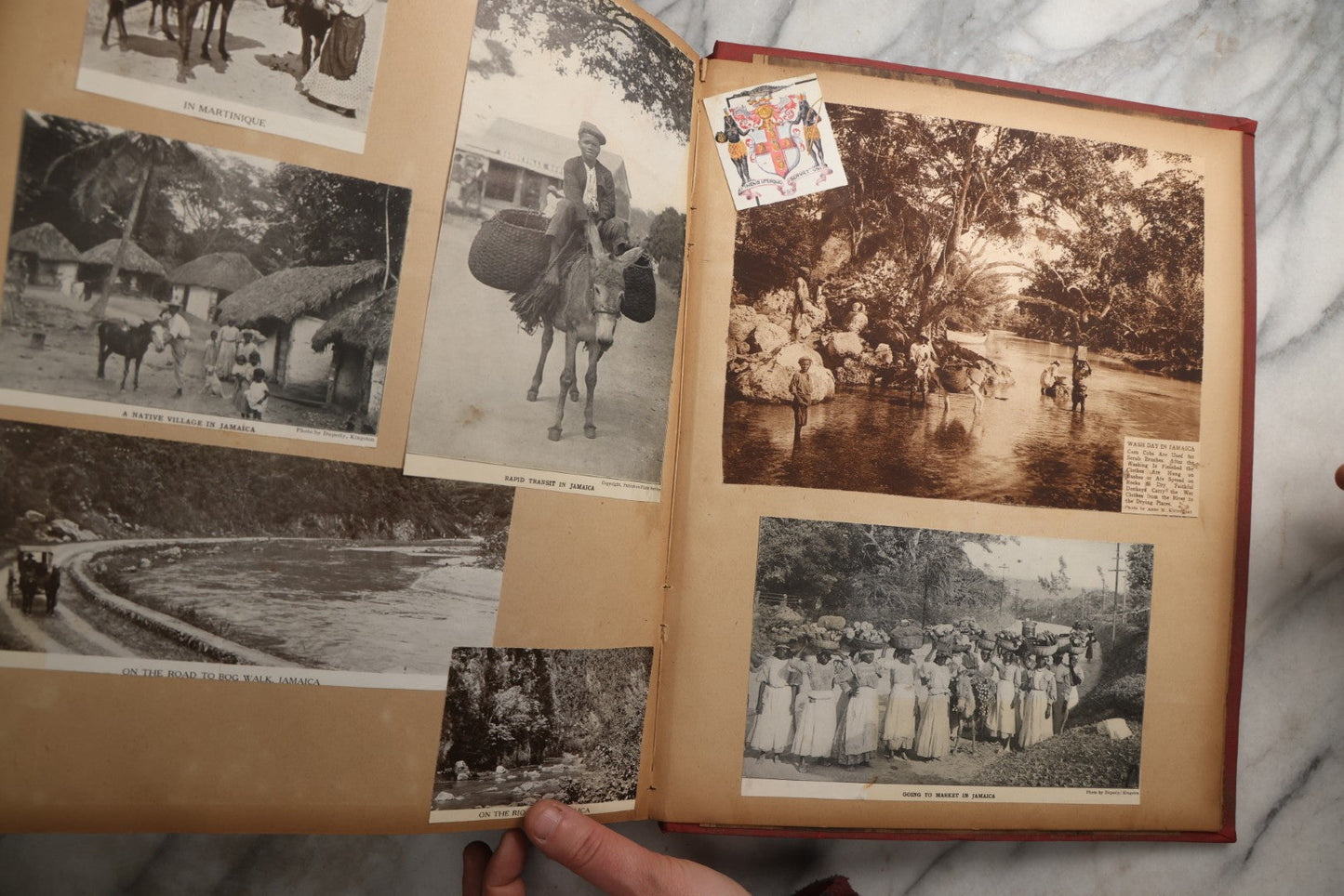 Lot 083 - Antique Red Scrapbook Album With American Colleges, American And Mexico Travel, Caribbean Culture Ephemera, Pressed Flowers Throughout, Circa 1903