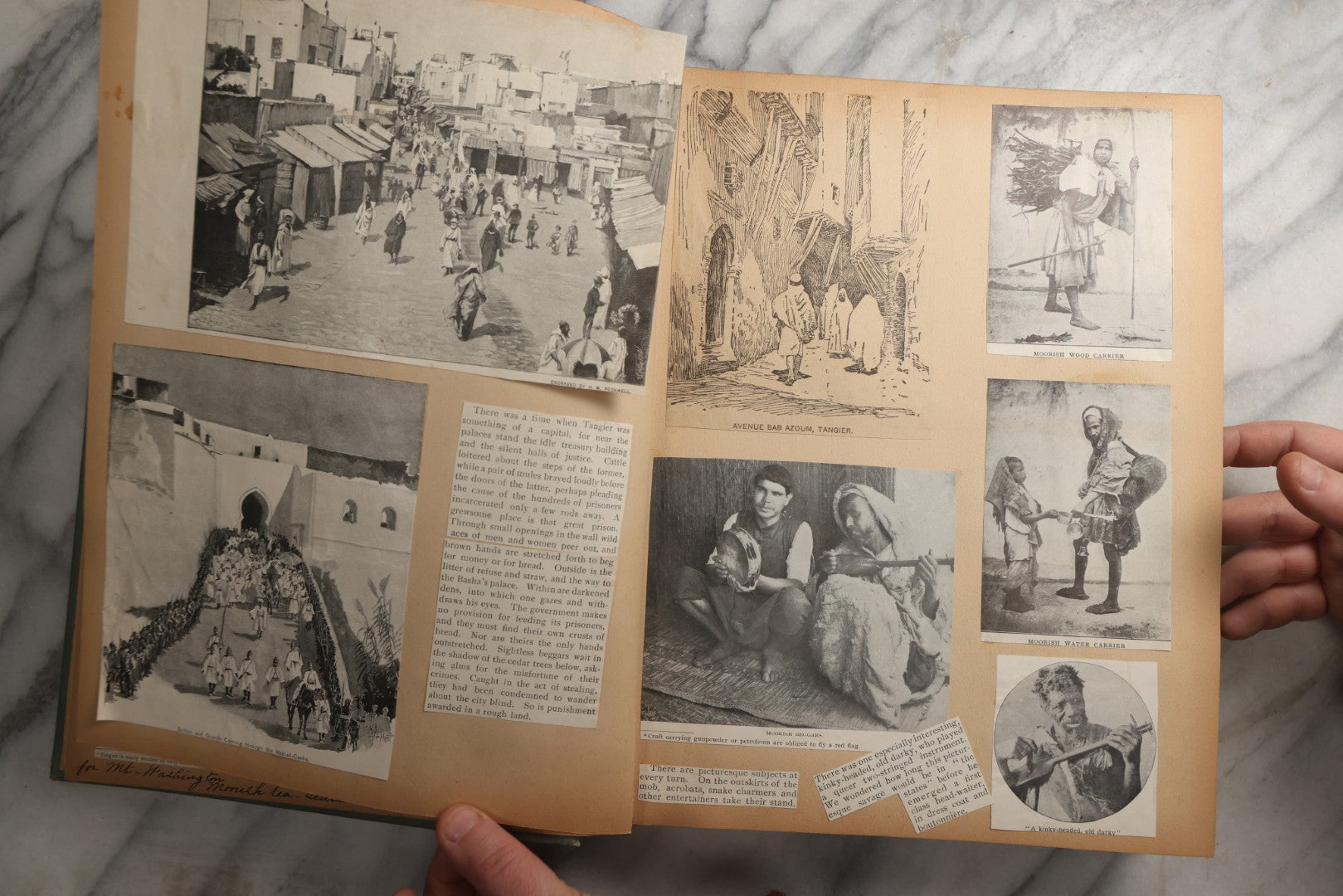 Lot 084 - Antique Light Blue "The Nonpareil" Scrapbook Album With Gold Lettering And Borders, Spain And England Travel Ephemera, Patent March 1876, Heavily Worn White Lettering Reads "Southern Spain And English Cathedrals 1904"