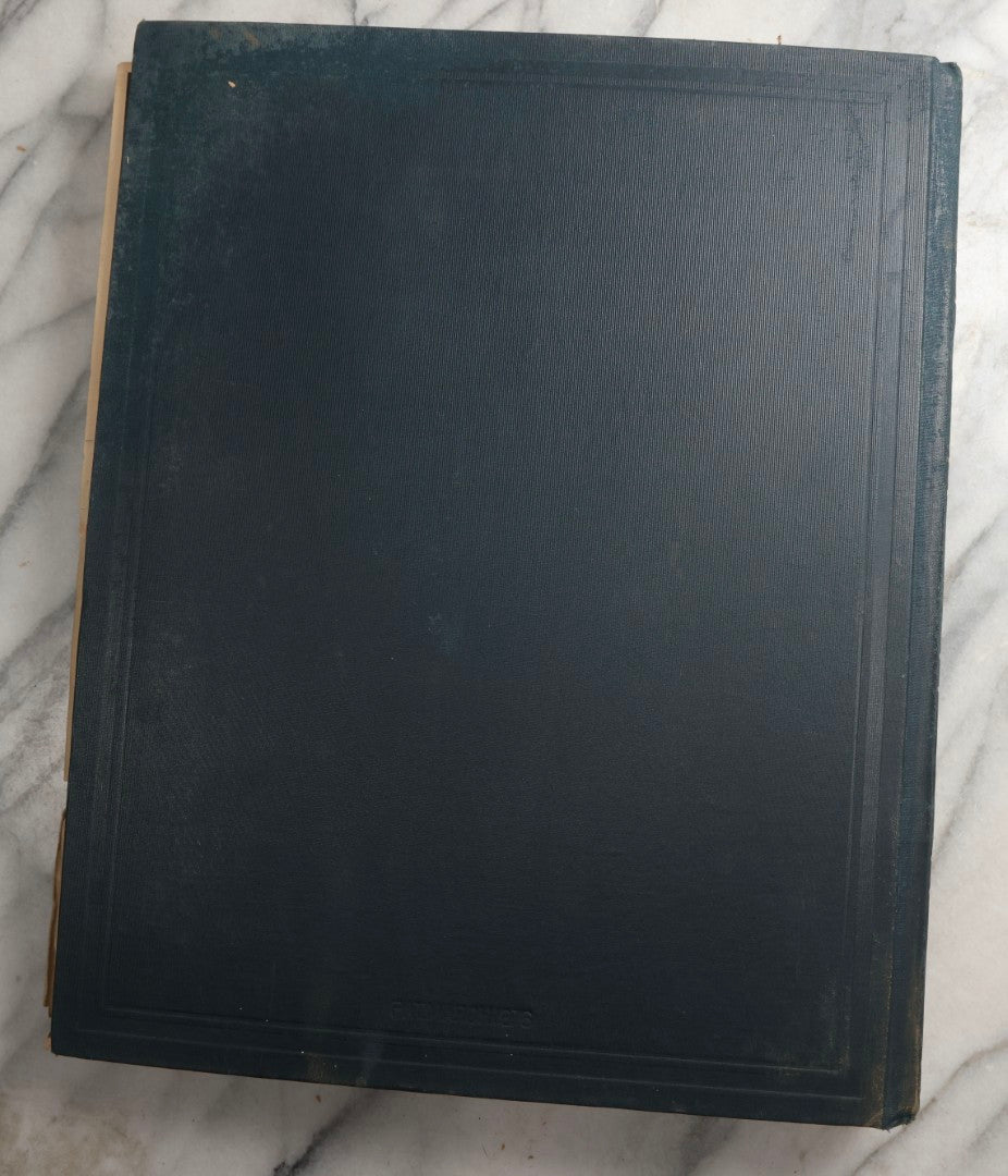 Lot 085 - Antique Blue Scrapbook Album With Gold Lettering, Gold Borders On Front Cover, Gold Lines On Spine, European Travel Ephemera Including Italy, Germany, England, Prague, Pressed Flowers Throughout, Patent March 1876, Circa 1906