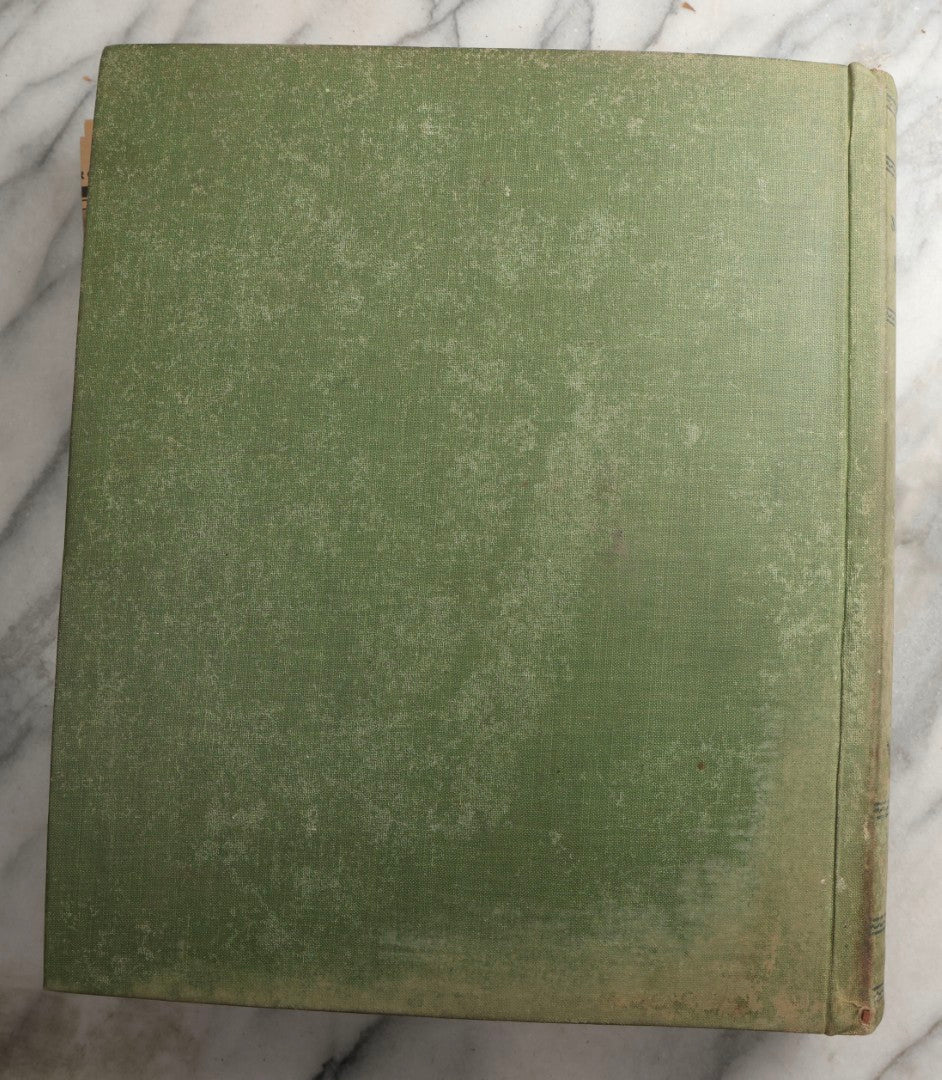 Lot 086 - Antique Green Scrapbook Album Around The World Travel Ephemera Including Japan, India, Ceylon, Hawaii, Egypt, Middle East, Pressed Flowers, Loose Ephemera, Circa 1909