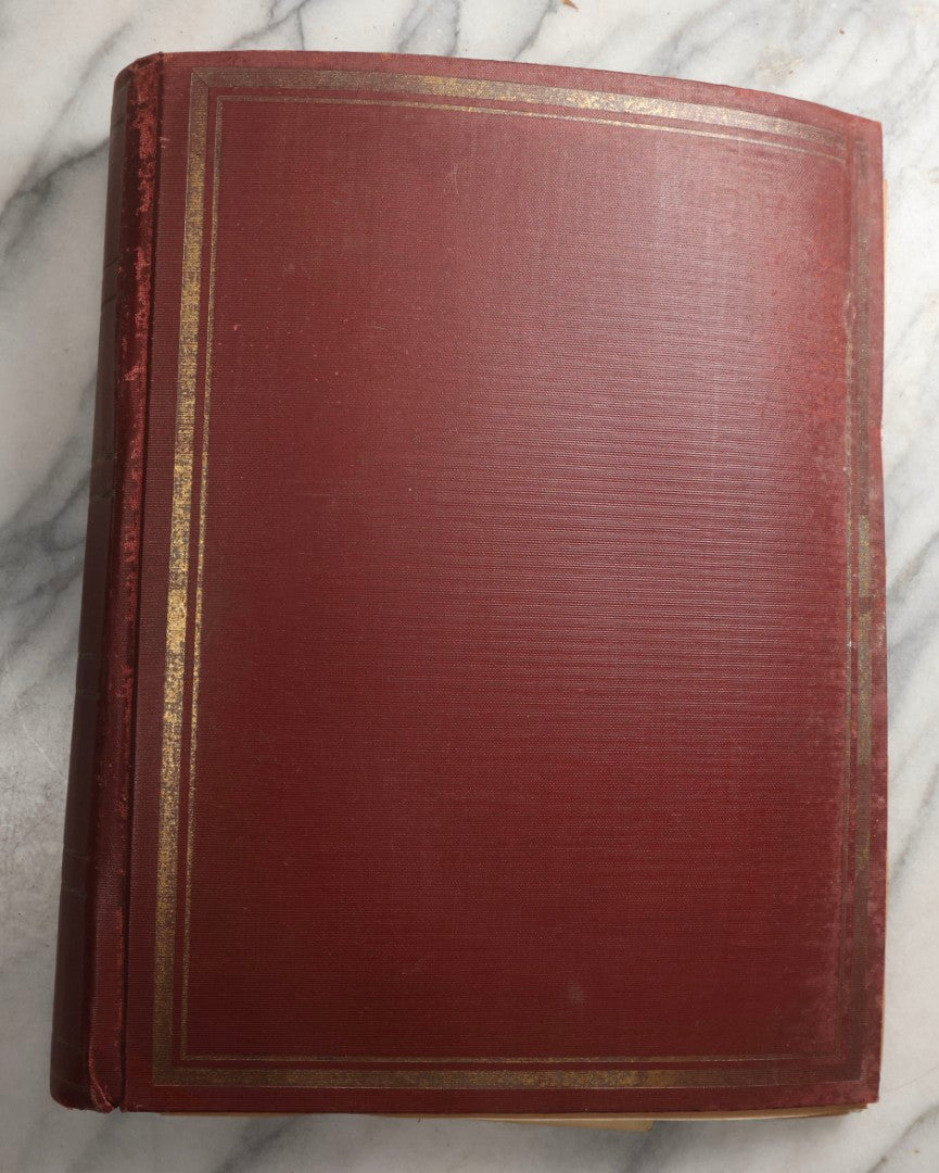 Lot 087 - Antique "The Nonpareil" Scrapbook Album With New Orleans, California, Arizona Ephemera, Pressed Flowers, 1914 Raja-Yoga Messenger Magazine, Patent March 1876, Heavy Water Staining, Warped Boards, Brittle Binding And Pages, Circa 1914