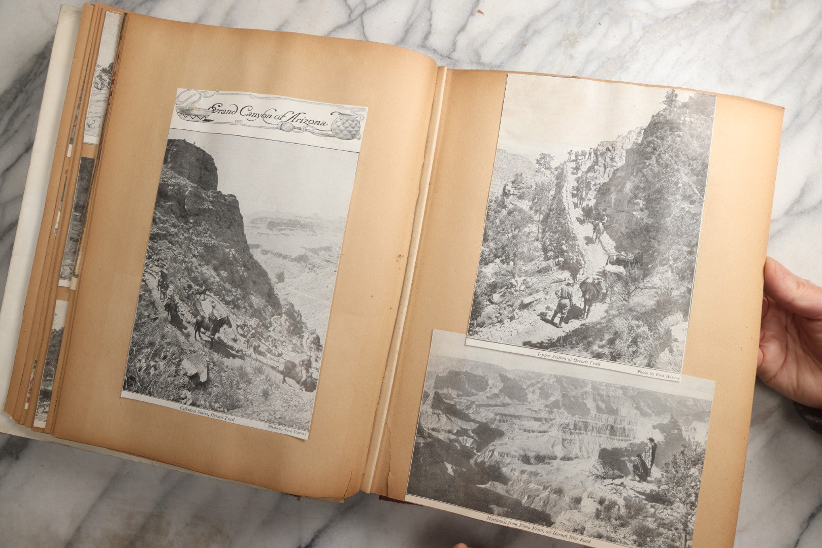 Lot 087 - Antique "The Nonpareil" Scrapbook Album With New Orleans, California, Arizona Ephemera, Pressed Flowers, 1914 Raja-Yoga Messenger Magazine, Patent March 1876, Heavy Water Staining, Warped Boards, Brittle Binding And Pages, Circa 1914