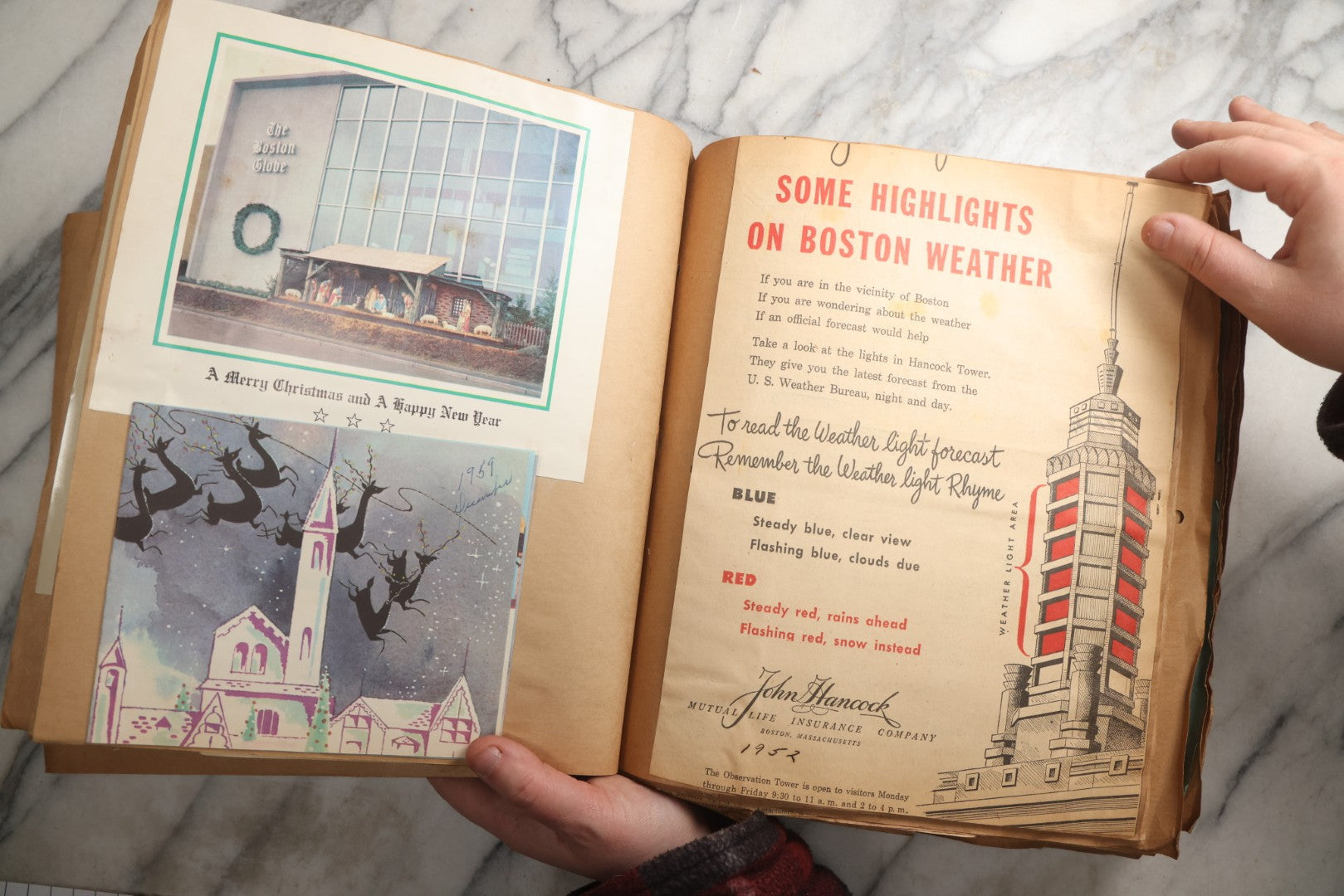 Lot 090 - Antique Brown Craft Paper Scrapbook Album With Boston, Providence, England, St. Petersburg, Bar Harbor, Mt. Vernon, Architecture, Obituaries, Politicians, And War Ephemera, Circa 1944