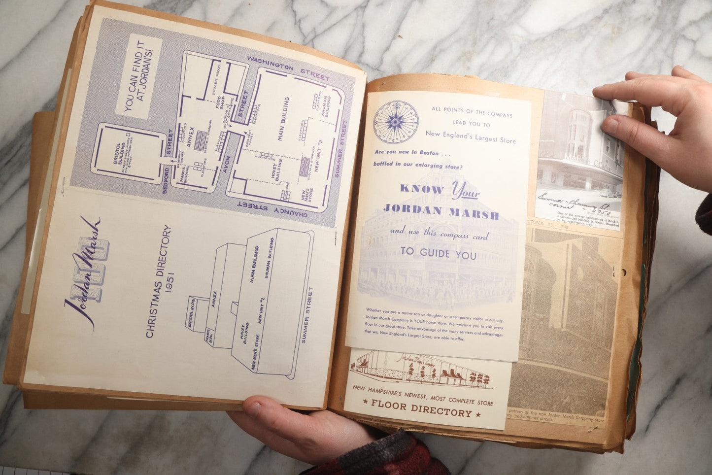 Lot 090 - Antique Brown Craft Paper Scrapbook Album With Boston, Providence, England, St. Petersburg, Bar Harbor, Mt. Vernon, Architecture, Obituaries, Politicians, And War Ephemera, Circa 1944