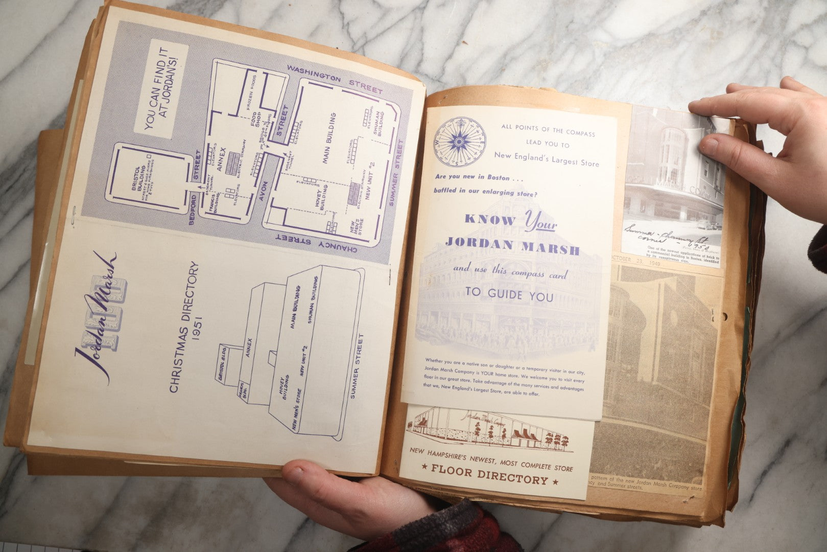 Lot 090 - Antique Brown Craft Paper Scrapbook Album With Boston, Providence, England, St. Petersburg, Bar Harbor, Mt. Vernon, Architecture, Obituaries, Politicians, And War Ephemera, Circa 1944