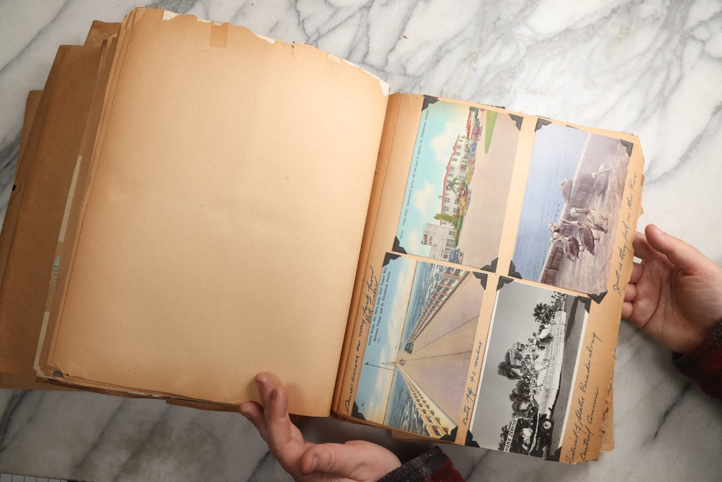 Lot 090 - Antique Brown Craft Paper Scrapbook Album With Boston, Providence, England, St. Petersburg, Bar Harbor, Mt. Vernon, Architecture, Obituaries, Politicians, And War Ephemera, Circa 1944