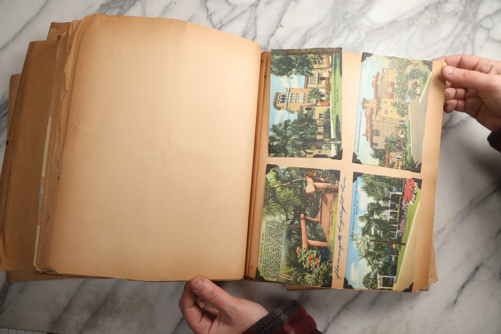 Lot 090 - Antique Brown Craft Paper Scrapbook Album With Boston, Providence, England, St. Petersburg, Bar Harbor, Mt. Vernon, Architecture, Obituaries, Politicians, And War Ephemera, Circa 1944