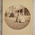 Lot 115 - Antique Cabinet Card Photograph Of Young Child Outdoors With Large Dog Seated On Lawn, Circular Print On Stout Cabinet Mount
