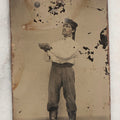 Lot 116 - Antique Tintype Photograph Of Male Performer With Ball Suspended Above Outstretched Hands, Likely Supported By Hidden String To Create Illusion