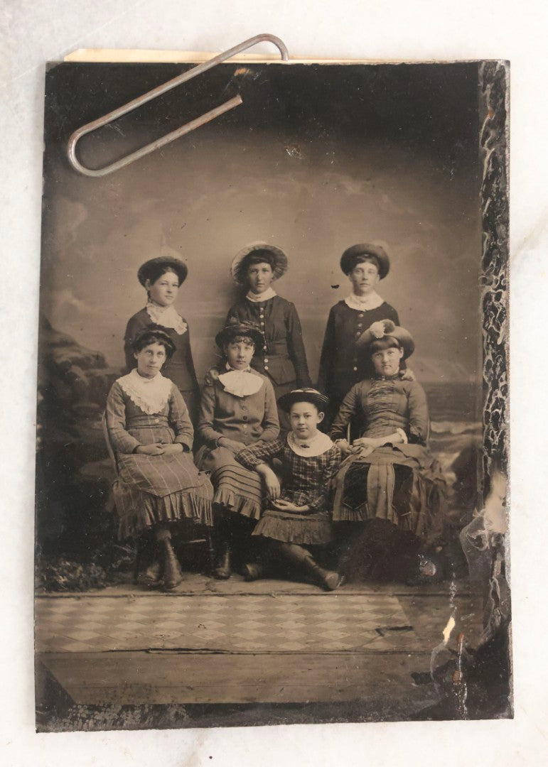 Lot 118 - Grouping Of Five Antique Group Tintype Photographs With Extensive Identifications, Including Tintype Picnic At Nantasket, Identified Teenagers, Outdoor Scene Of Six Women, And Two Paper-Framed Photographs Of Elegantly Dressed Women