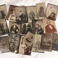 Lot 119 - Grouping Of 18 Antique Tintype Photographs Including Multiple Portraits Of Gruff Mustached Man In Cap, Woman Holding Book, Annoyed Teenage Girl In Small Hat, Family Of Five, Very Old Bearded Man, And Handsome Young Man In Cap
