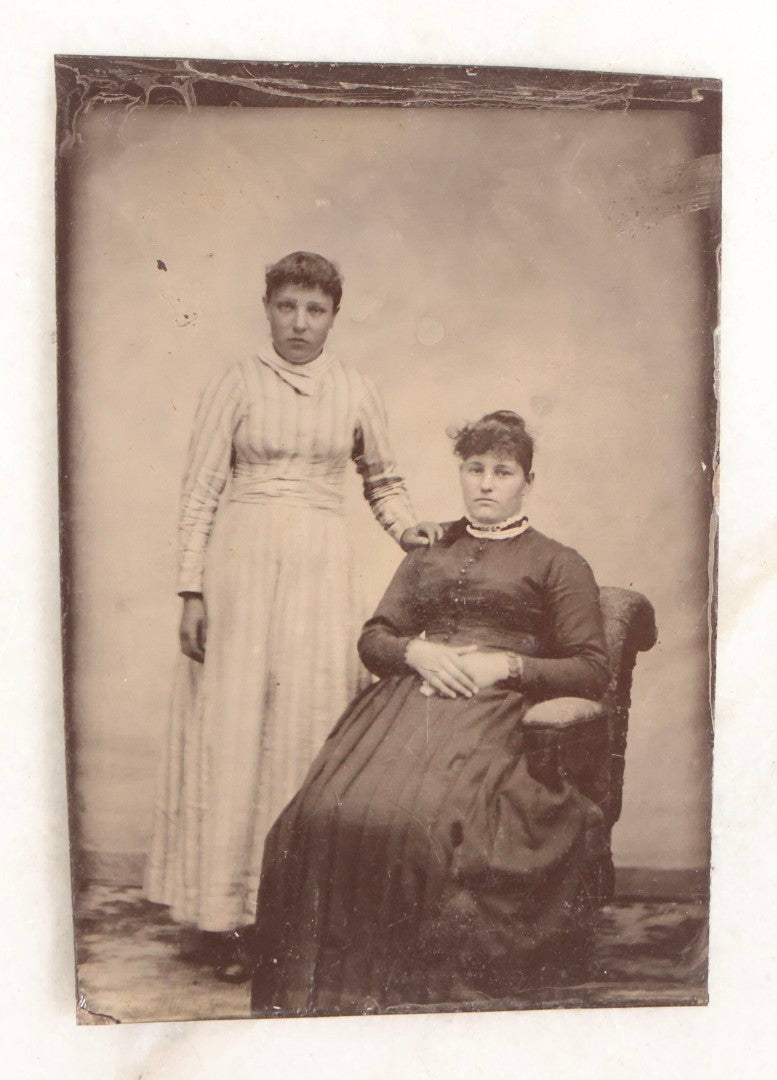 Lot 119 - Grouping Of 18 Antique Tintype Photographs Including Multiple Portraits Of Gruff Mustached Man In Cap, Woman Holding Book, Annoyed Teenage Girl In Small Hat, Family Of Five, Very Old Bearded Man, And Handsome Young Man In Cap