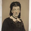 Lot 121 - Antique Half Plate Tintype Photograph Of Gaunt Woman With Rosy Cheeks And Curly Hair