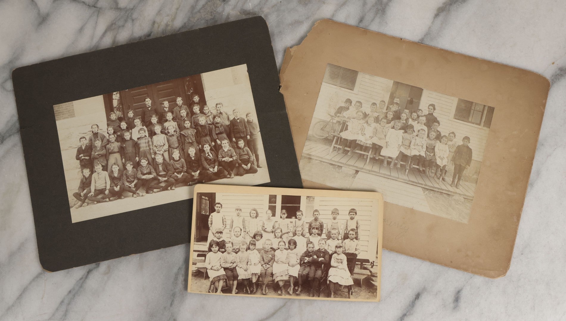 Lot 129 - Trio Of Antique Boarded Class Photographs Of Schoolchildren, Including Two Identified As Emma Fontana Moreny's Class And One By A.E. Alden, Boston